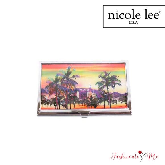 Nicole Lee USA Exclusive Premium Print Snap Closure Metallic Business Card Case - Picture 1 of 6